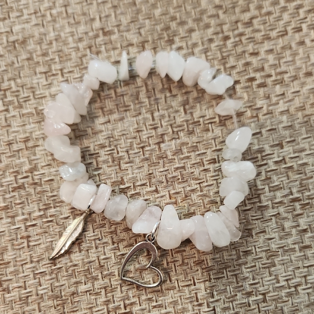 Elegant Rose Quartz Bracelet with Heart Charm